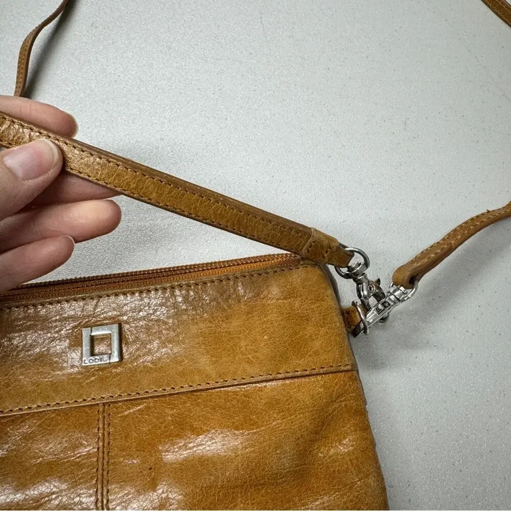 Lodis Tan Leather Crossbody Mini Handbag Purse Bag Womens Magnetic Closure